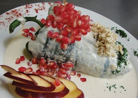 Mexická specialita chiles en nogada. Mexická specialita chiles en nogada.