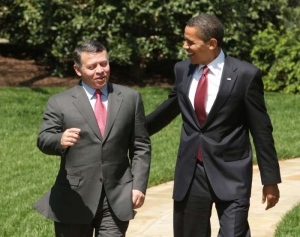Abdalláh II. a Obama v Bílém domě 21. dubna 09.