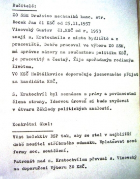 Z kádrových materiálů kandidáta KSČ.
