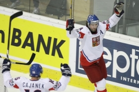 Jaromír Jágr se raduje ze vstřelené branky proti Slovensku.