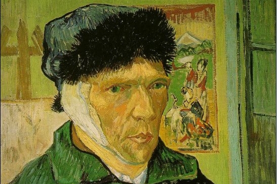 Slavný van Goghův autoportrét s useknutým uchem. 