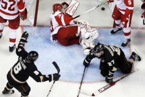 Momentka z utkání Anaheim - Detroit.