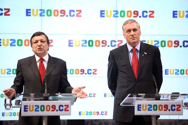Mirek Topolánek a šéf Evropské komise José Manuel Barroso.