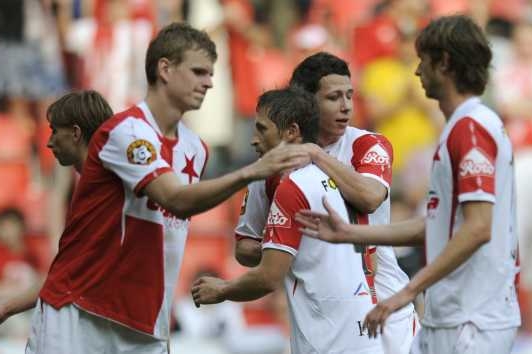 Radost fotbalistů Slavie.