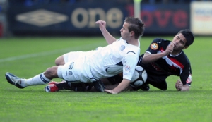 Momentka z utk&aacute;n&iacute; Slov&aacute;cko - Slavia 2:1.