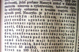 Noviny o projevu T. G. M. v parlamentu.