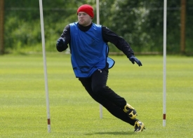 Wayner Rooney na tréninku Manchester United.