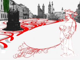 Návrh náměstí podle architektonické kanceláře Romana Kouckého.