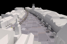 Nová podoba Velkého náměstí podle architekta Krejčíka.