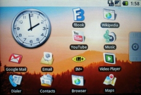 Pracovní plocha systému Android v mobilním telefonu.