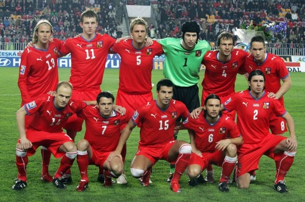 Česká fotbalová reprezentace před kvalifikačním zápasem se Slovenskem.