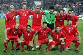 Česká fotbalová reprezentace před kvalifikačním zápasem se Slovenskem.