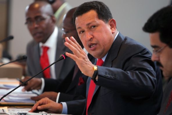 Socialista Chávez na zasedání kabinetu. 