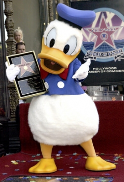 Kačer Donald, jedna ze slavn&yacute;ch Disneyho postaviček.