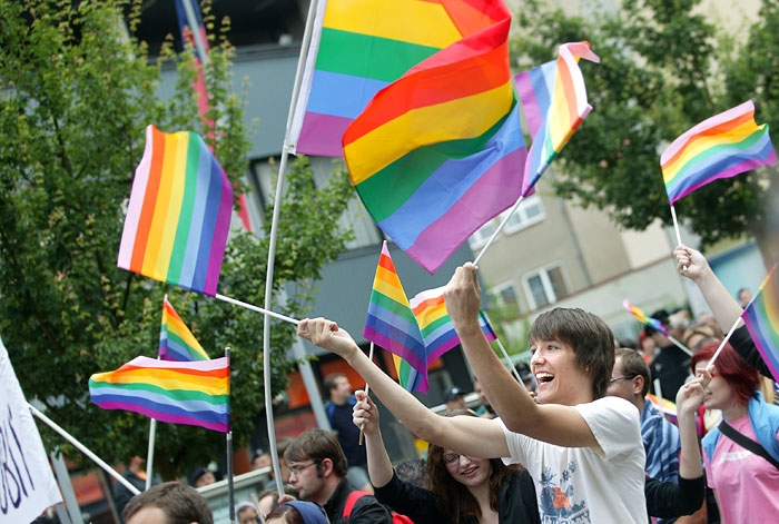 Duhový pochod. Táborem protančili gayové a lesbičky. Duhový pochod. Táborem protančili gayové a lesbičky.