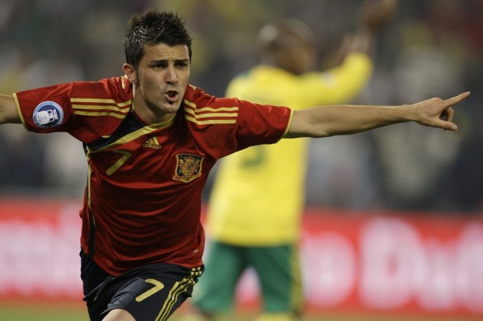 David Villa se raduje ze vstřelené branky.