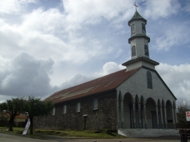 Kostel v městečku Dalcahue.