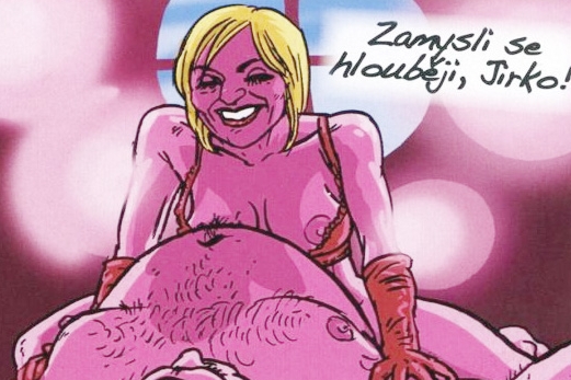 Karikatura manželů Paroubkových.