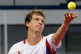 Tenista Tomáš Berdych na tréninké české reprezentace v Ostravě.