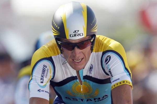 Lance Armstrong v dresu týmu Astana. 