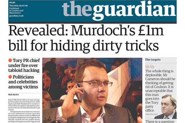 Na aféru upozornil deník The Guardian - jeho dnešní titulní strana.