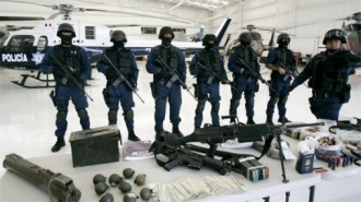 Zbraně zabavené policií v Méridě.