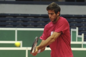 Argentinec Juan Martín del Potro trénuje na souboj s ČR.