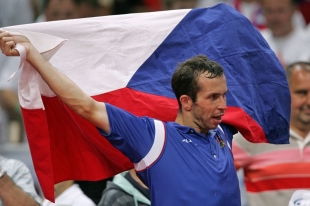 Radek Štěpánek po vítězném duelu s Monakem.