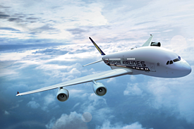 Airbus A380 v barvách Singapore Airlines.