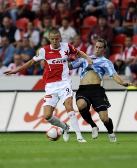 Momentka z utkání Slavie s Mladou Boleslaví.