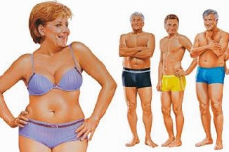 Sexy těla (vylepšená) německých politiků na reklamě spodního prádla. 