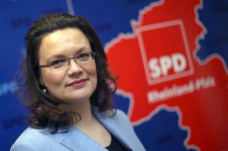 Nahlesová, čelá osobnost levicového křídla SPD.