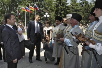 Ruský prezident Medveděv na návštěvě Jižní Osetie.