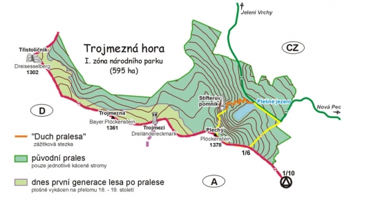 Trojmezn&aacute; hora. Mapa.