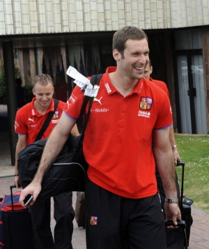 Petr Čech při srazu v hotelu Praha.