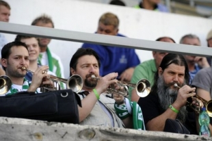 Fanoušci střížkovských Bohemians na pražském Strahově.