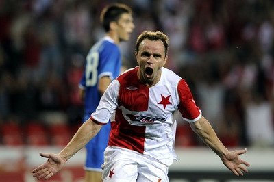 Momentka z utkání Slavia - CZ Bělehrad
