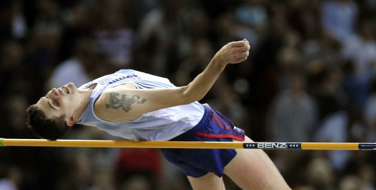 Výškař Jaroslav Bába při berlínském závodě. Výškař Jaroslav Bába při berlínském závodě.