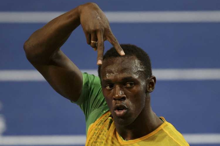 Jamajský sprinter Usain Bolt - showman každým coulem. Jamajský sprinter Usain Bolt - showman každým coulem.