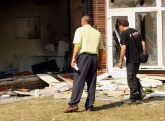 Vy&scaron;etřovatel&eacute; na m&iacute;stě exploze.