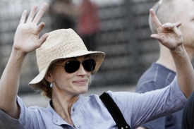 Julia Robertsová při natáčení v Římě.