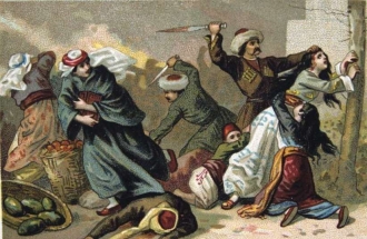 Vraždění Arménů v roce 1895 (neznámý malíř).