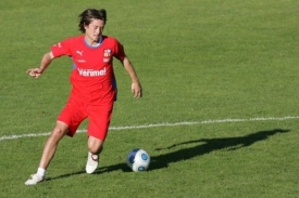 Tom&aacute;&scaron; Rosick&yacute; na tr&eacute;ninku reprezentace.