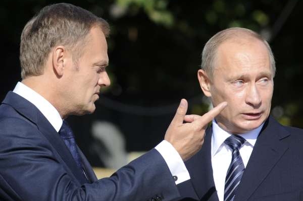 Tusk a Putin, rozdílný pohled Polska  a Ruska na historii.