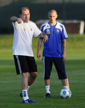 Vladimír Weiss starší (vlevo) se synem Vladimírem na tréninku.