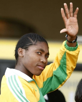 Caster Semenyaová, jihoafrická mistryně světa v běhu na 800 metrů.