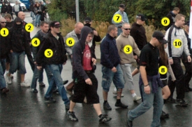 Loňský Den svobody. 1) Müller, 2) Cojocaru, 3) Vaculík s aktivisty DS.