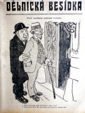 Karikatura česk&eacute;ho parlamentu v Dělnick&eacute; bes&iacute;dce.