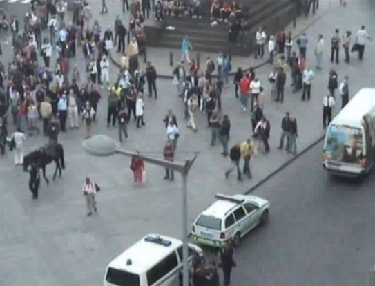 Policist&eacute; odv&aacute;děj&iacute; koně z V&aacute;clavsk&eacute;ho n&aacute;měst&iacute;