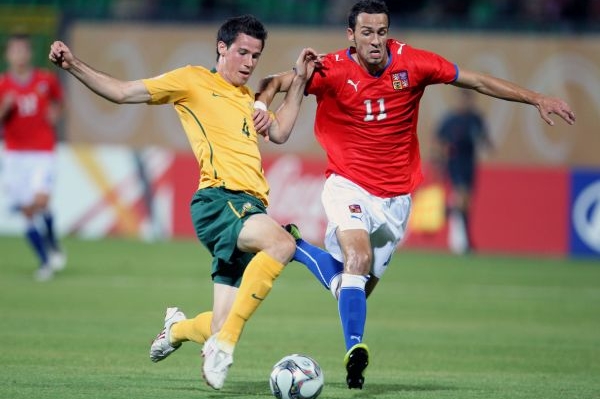 Český útočník Jan Vošahlík v utkání s Austrálií. Český útočník Jan Vošahlík v utkání s Austrálií.